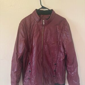 Burgundy Faux Leather Jacket
